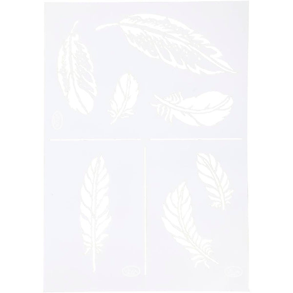 Fjer Stencil A4 - Kreativ Skabelon til Projekter