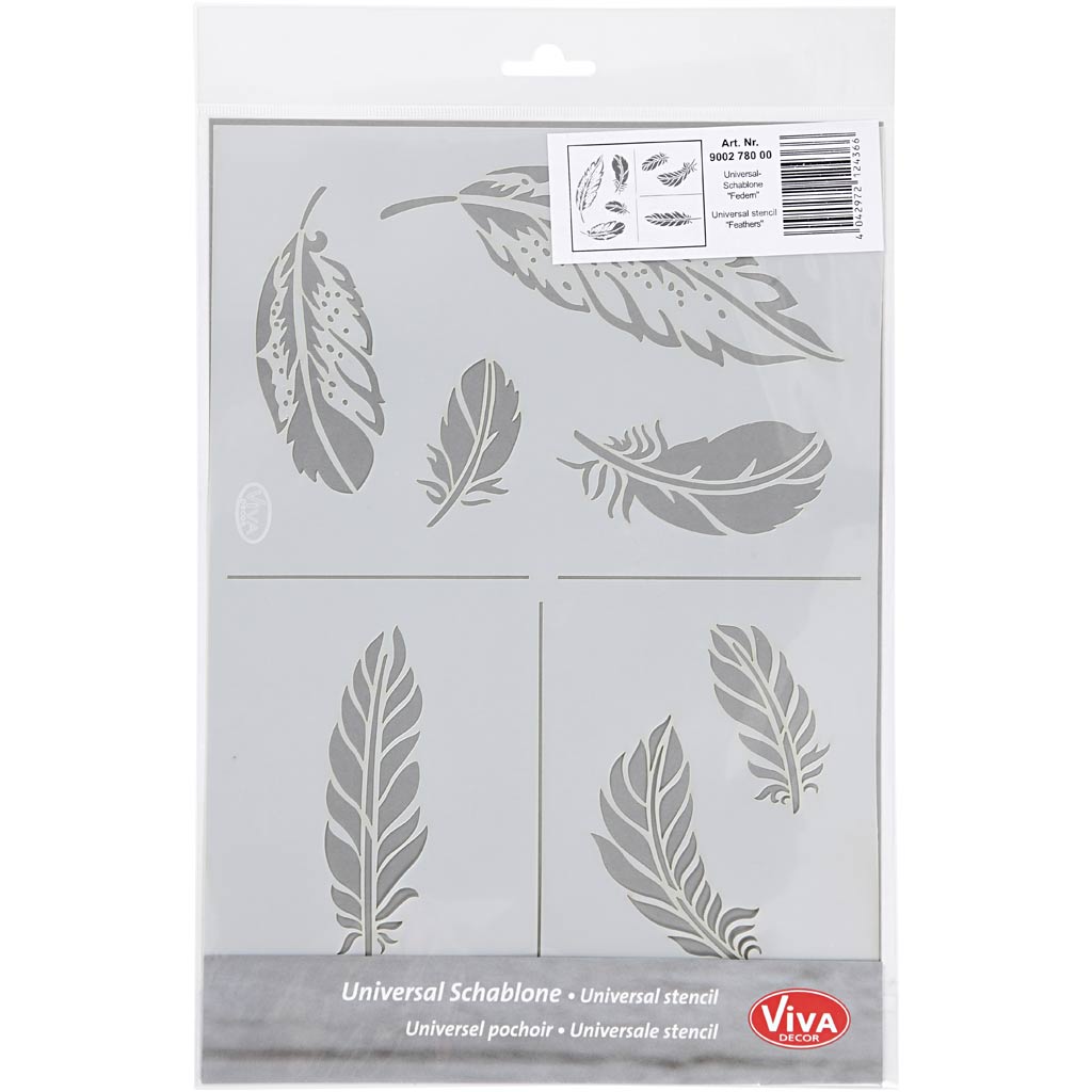 Fjer Stencil A4 - Kreativ Skabelon til Projekter