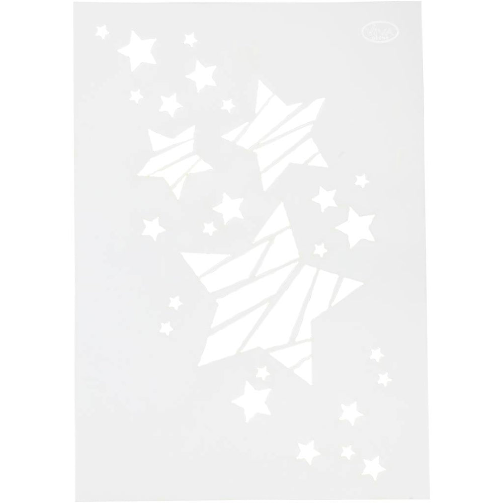 Stencil, stjerner, A4, ark 210x297 mm, 1 stk.