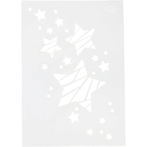 Stencil, stjerner, A4, ark 210x297 mm, 1 stk.
