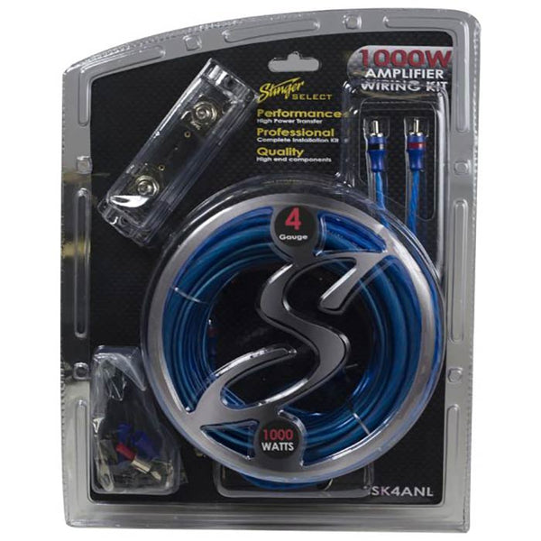 Kabelkit 2-kanals 25mm2 1000W 4GA ANL sikringsholder satin sølv - Stinger