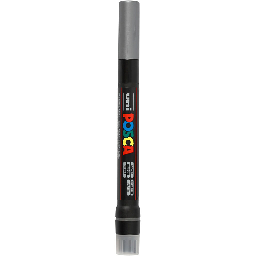 Posca Tusch, PCF350, streg 1-10 mm, brush, sølv, 1 stk.