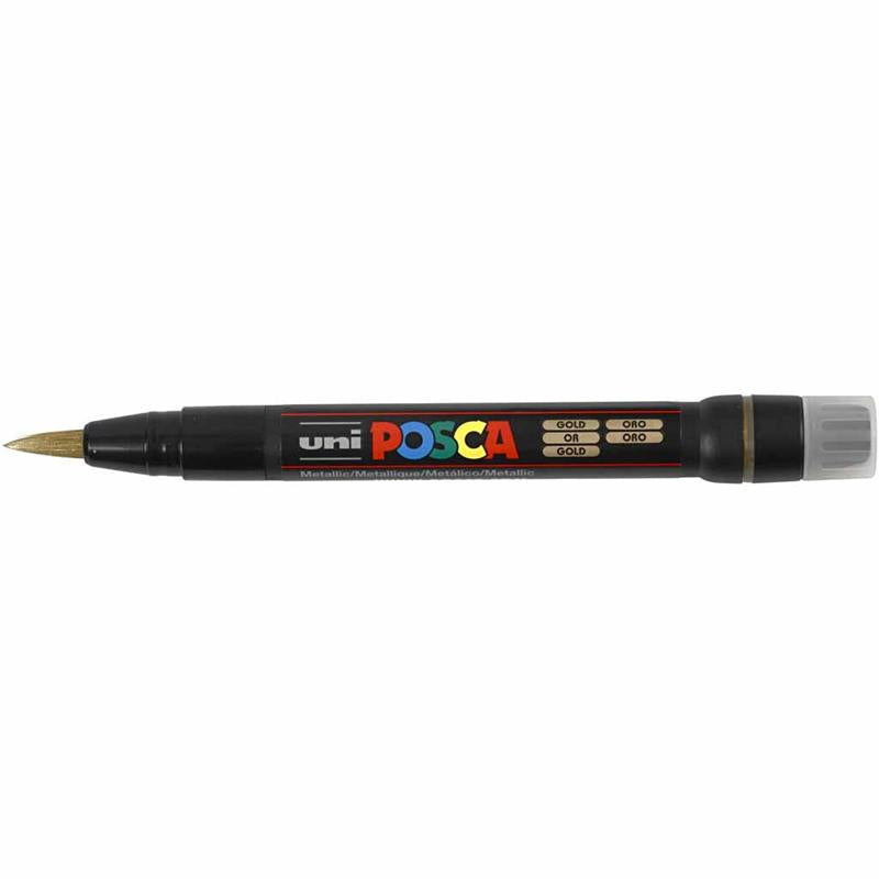 Posca Tusch, PCF350, streg 1-10 mm, brush, guld, 1 stk.