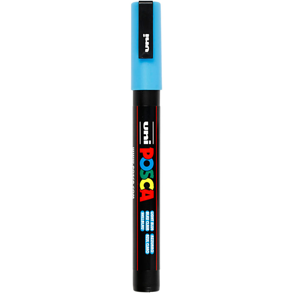 Posca Tusch, nr. PC-3M, streg 0,9-1,3 mm, fine, lyseblå, 1 stk.