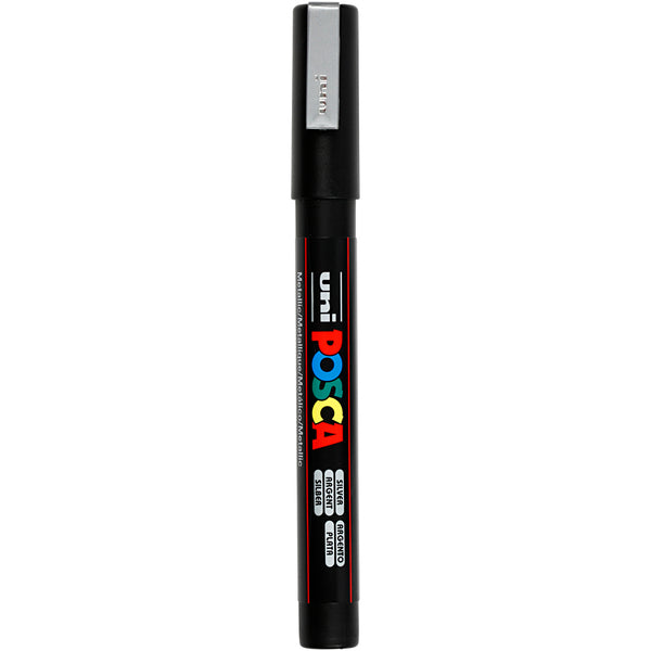 Posca Tusch, nr. PC-3M, streg 0,9-1,3 mm, fine, sølv, 1 stk.