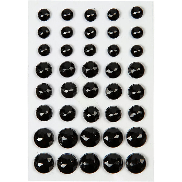 Rhinsten, str. 6+8+10 mm, sort, 40 stk./ 1 pk.