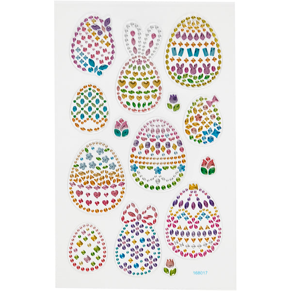 Diamond stickers, påskeæg, ark 10x16 cm, 1 ark