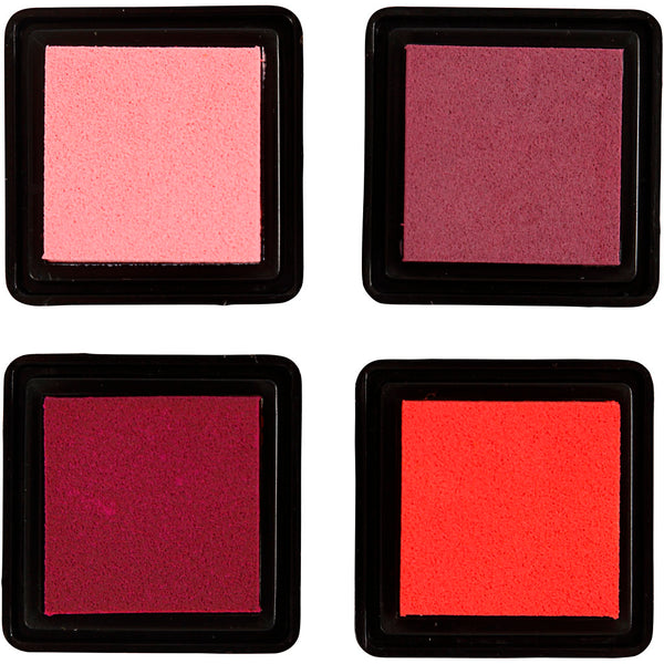 Stempelpude, H: 2 cm, str. 3,5x3,5 cm, fersken, pink, lys rosa, mørk rosa, 4 stk./ 1 pk.