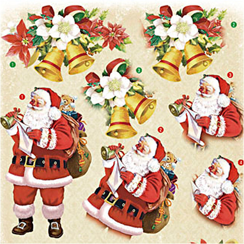 3D Motiver, julemænd og julestjerner, ark 21x30 cm, 4 ark/ 1 pk.