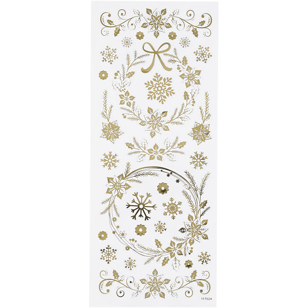 Stickers, julestjerner, ark 10x24 cm, guld, 1 ark