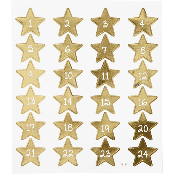 Stickers, kalendertal, ark 15x16,5 cm, ca. 24 stk., 1 ark