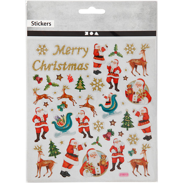 Stickers, julemand og rensdyr, ark 15x16,5 cm, 1 ark