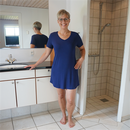 Dame natkjole kort ærme - Mørke Blå
