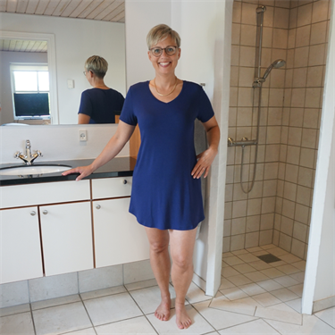 Dame natkjole kort ærme - Mørke Blå