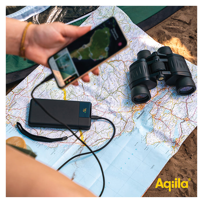 Powerbank 20.000 mAh 65W PD QC 3-port (2×USB-C, 1×USB-A) - aqiila