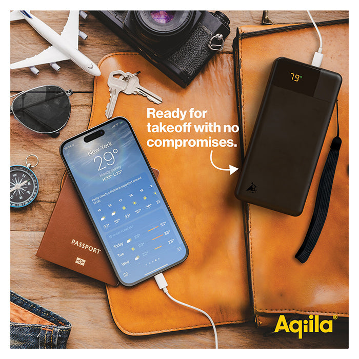 Powerbank 20.000 mAh 65W PD QC 3-port (2×USB-C, 1×USB-A) - aqiila