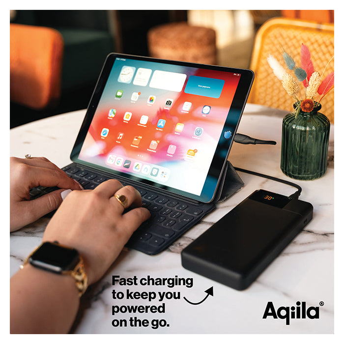 Powerbank 20.000 mAh 65W PD QC 3-port (2×USB-C, 1×USB-A) - aqiila