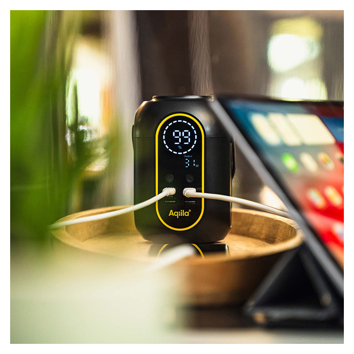 Powerbank 200Wh, 140W udgang, USB-A/USB-C, trådløs opladning - aqiila