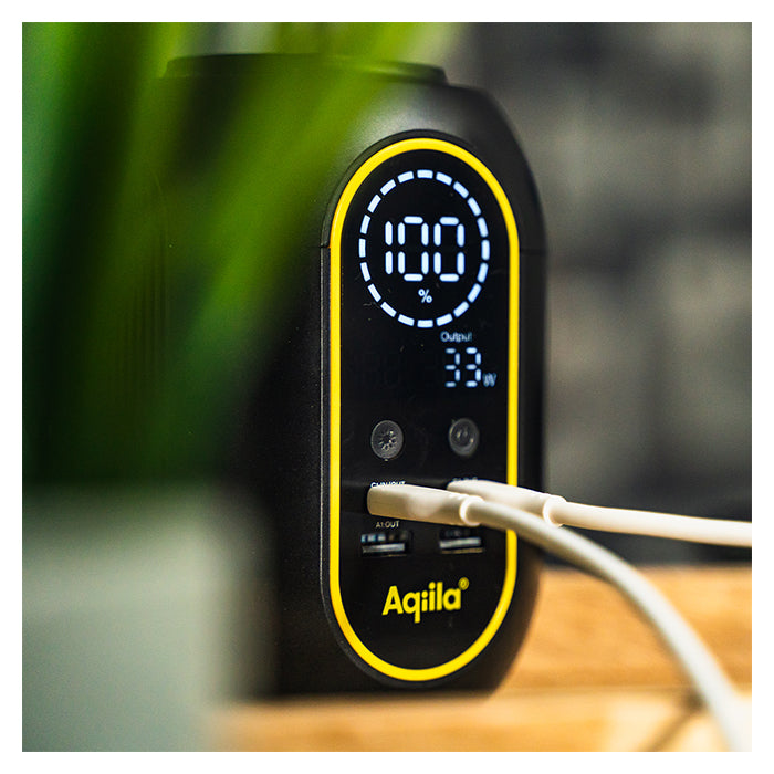 Powerbank 200Wh, 140W udgang, USB-A/USB-C, trådløs opladning - aqiila