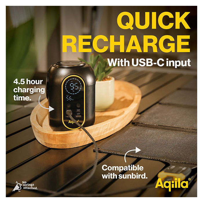 Powerbank 200Wh, 140W udgang, USB-A/USB-C, trådløs opladning - aqiila