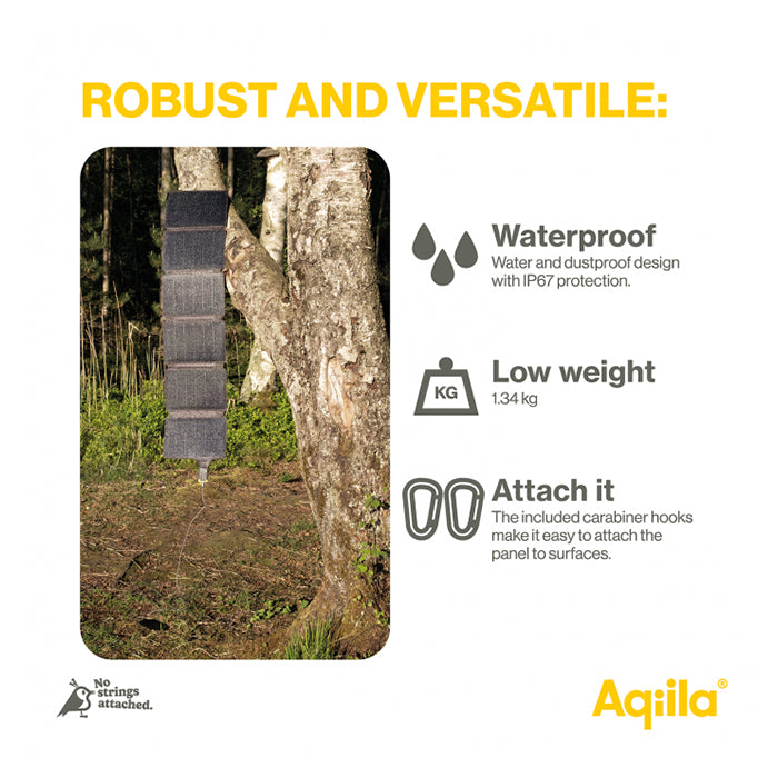 Solcelleoplader 45W foldbar, IP67, USB-C - Aqiila