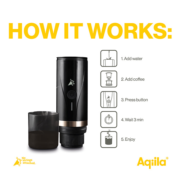 Transportabel espressomaskine til kapsel og formalet kaffe - Aqiila