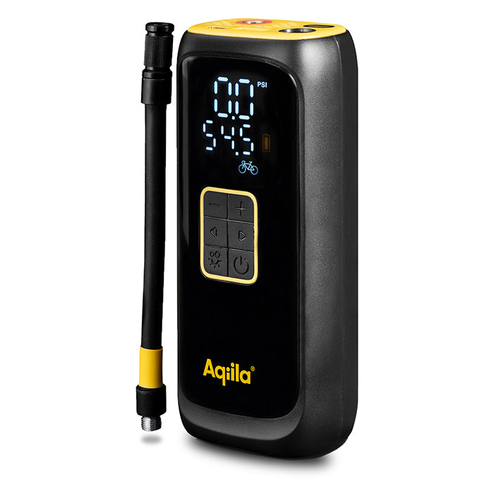 Kompakt elektrisk luftpumpe 3-i-1 med powerbank og lommelygte - Aqiila