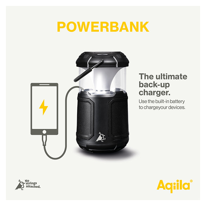 Led Lampe - Højttaler og Powerbank - aqiila
