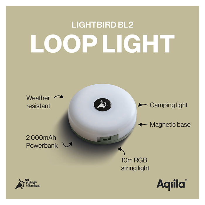 Kompakt campinglygte med powerbank 250 lm og RGB - aqiila