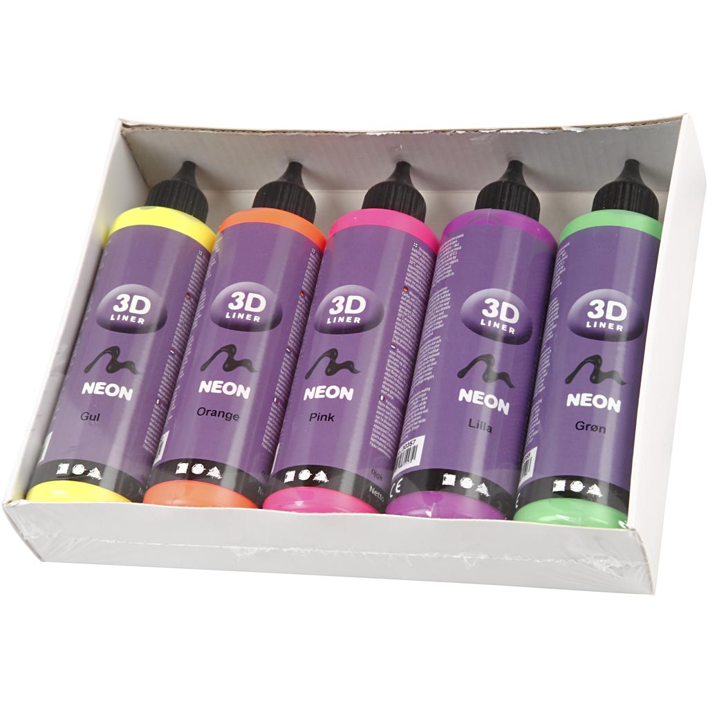3D Liner, neonfarver, 5x100 ml/ 1 pk.