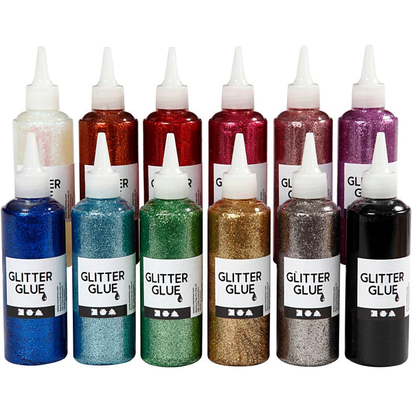 Glitterlim, ass. farver, 12x118 ml/ 1 pk.