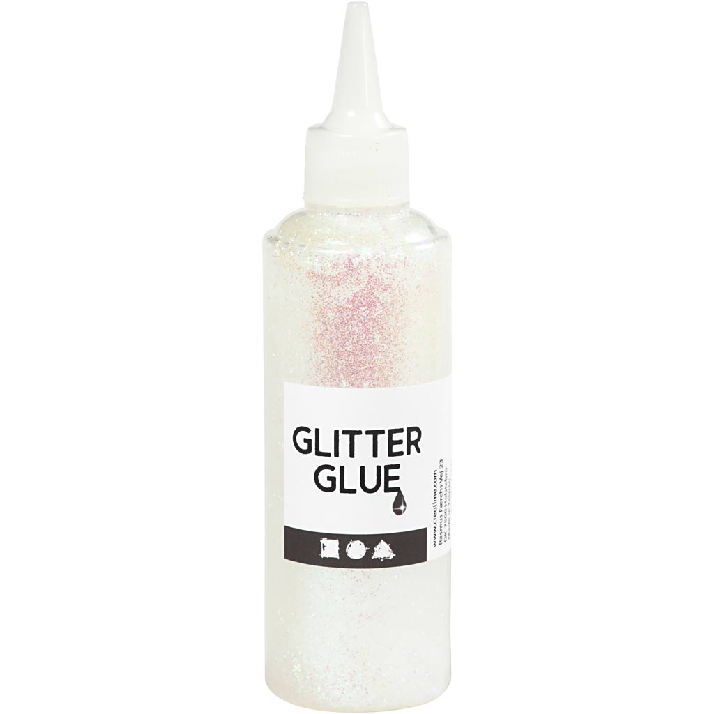 Glitterlim, holografisk hvid, 118 ml/ 1 fl.
