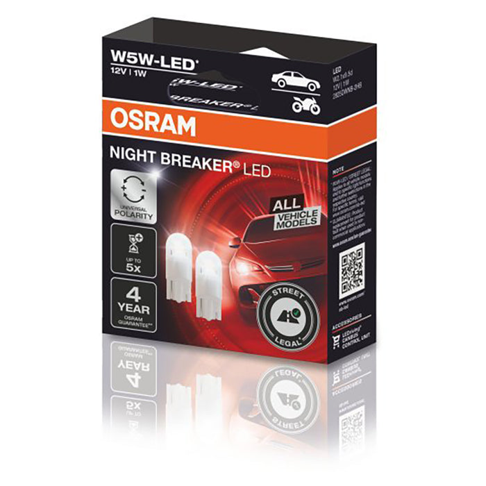 LED W5W 12V ECE godkendt - Night Breaker for positionslys og nummerplade, Osram