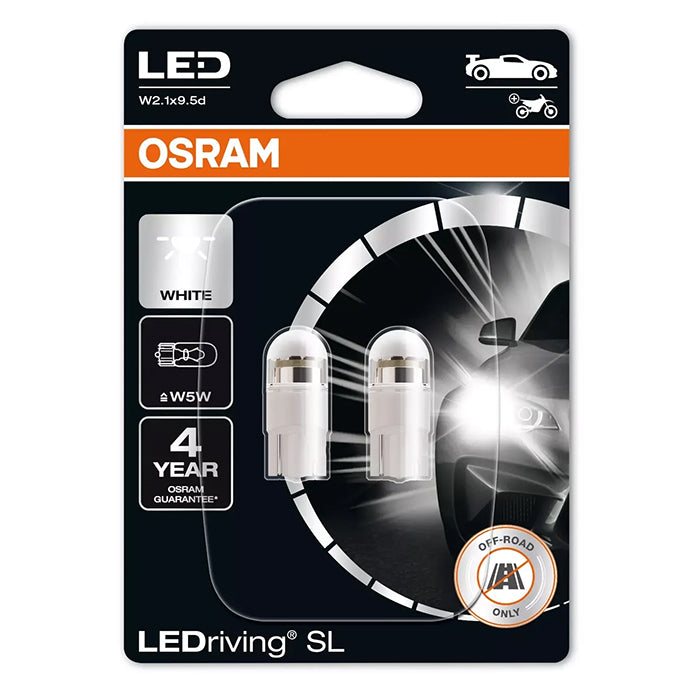 LED W5W 12V 6000K 70lm 1W 2-pak bilpærer - Osram