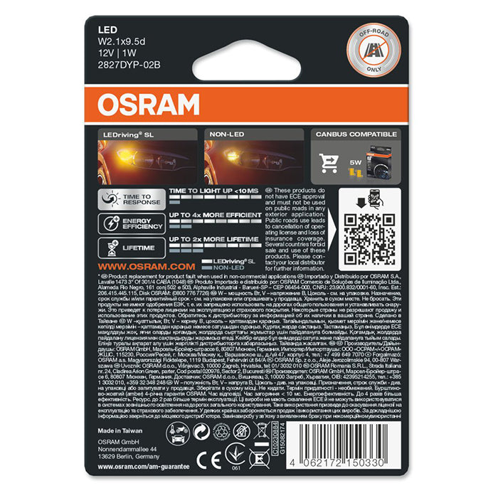 Osram LEDriving SL Gul W5W 12V - Sæt
