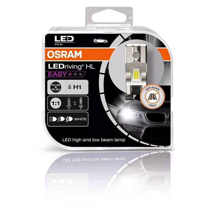 H1 LED-pærer 12V plug & play 6500K 1100lm, 2-pak - Osram