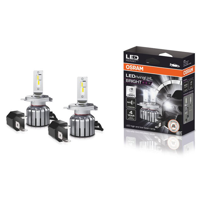 LED-forlygtepærer H4/H19 12V 15W 6000K 1400/1100lm, 2-pak - Osram