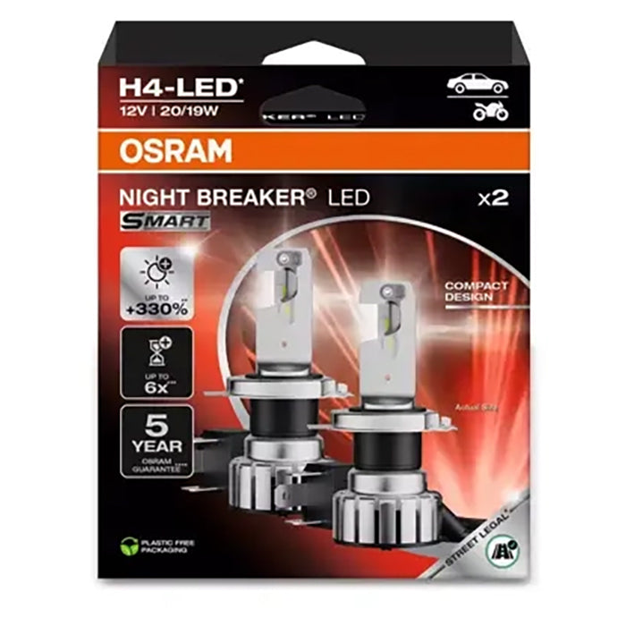 LED H4-forlygelys 12V, ECE-godkendt, 6000K - Osram