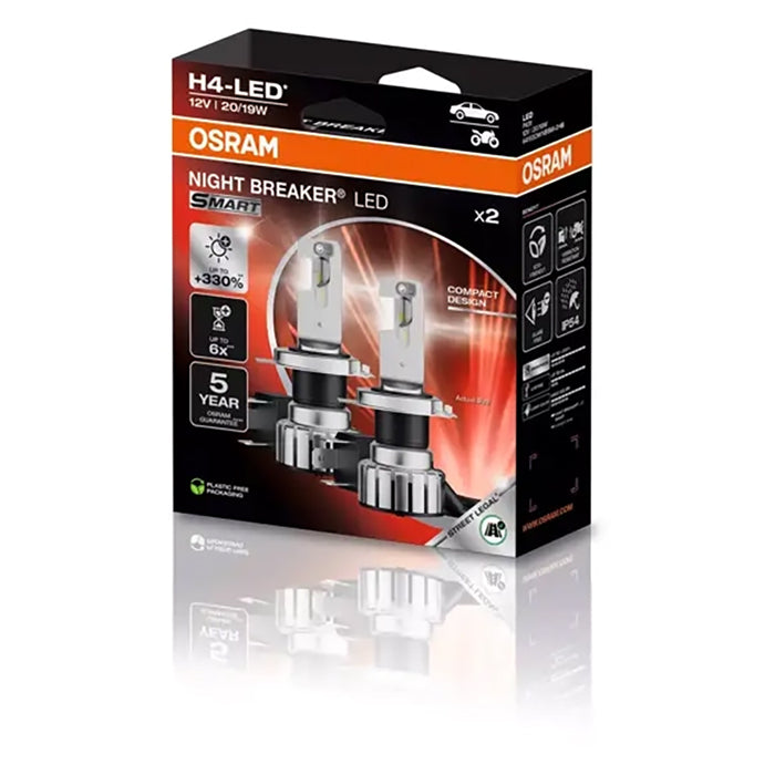LED H4-forlygelys 12V, ECE-godkendt, 6000K - Osram