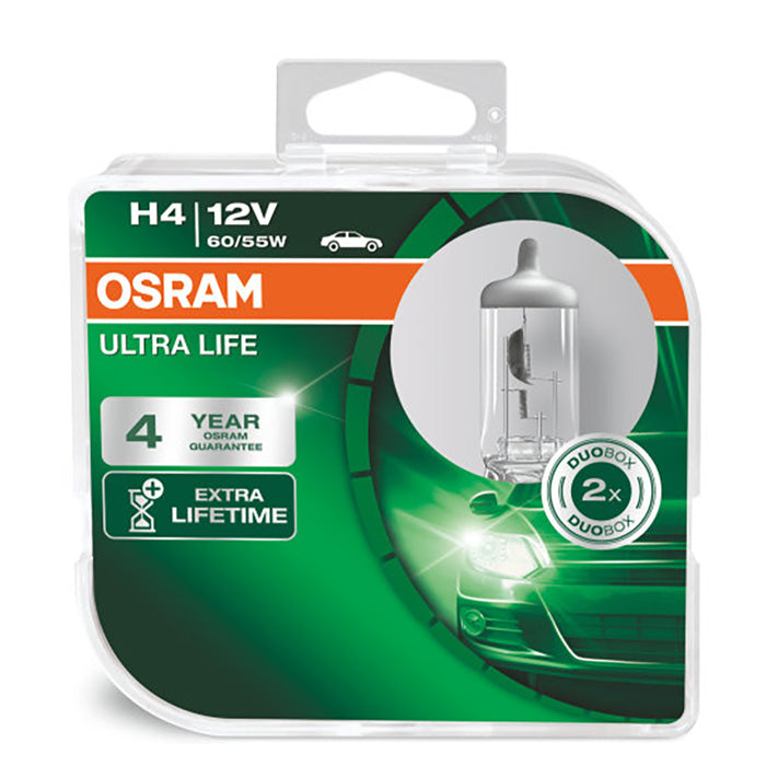 H4 60/55W bilpærer sæt - lang levetid, 12V Osram