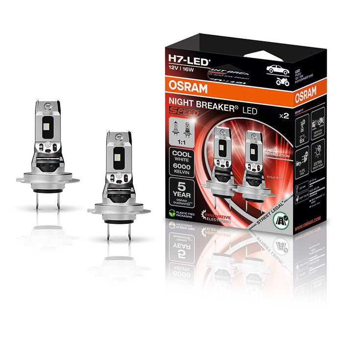 LED H7 pærer Night Breaker Speed 6000K, ECE-godkendt - Osram