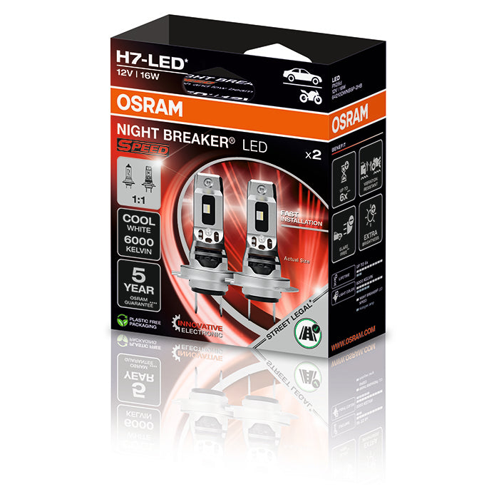 LED H7 pærer Night Breaker Speed 6000K, ECE-godkendt - Osram