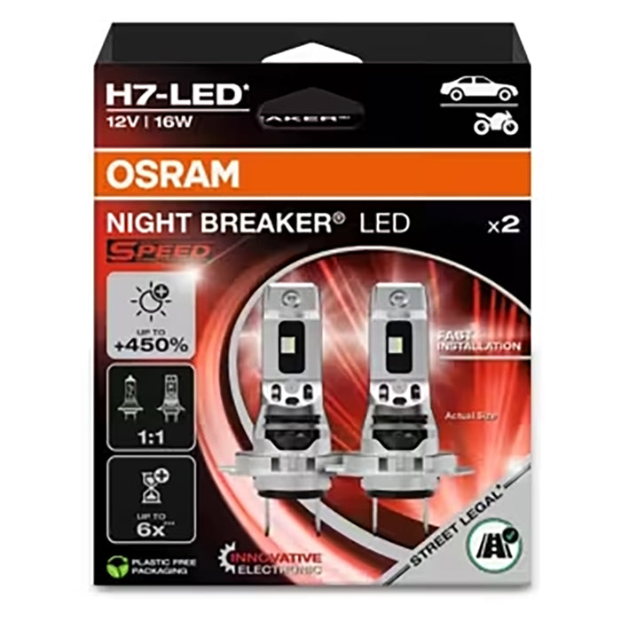 Osram Night Breaker LED Speed H7 +450% - Sæt.