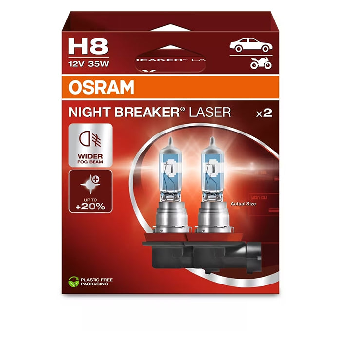 Osram Night Breaker Laser H8 35W 12V +150 Procent - Sæt