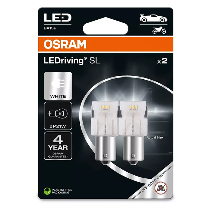 LED P21W LED-pærer 12V 160 lm hvid (sæt 2) - Osram