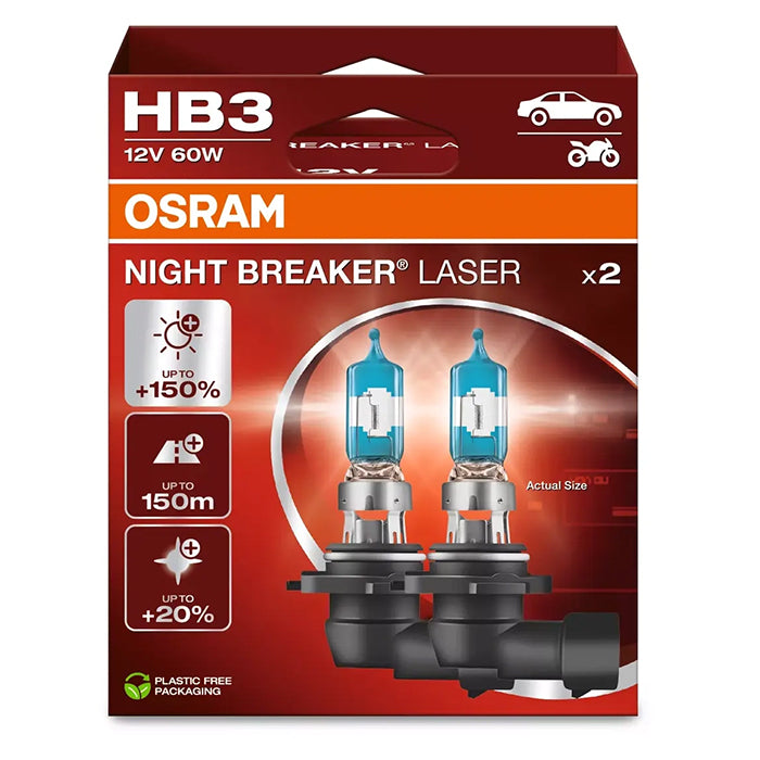 Osram Night Breaker Laser HB3 60W 12V +150 Procent- Sæt