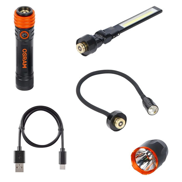 3-i-1 LED lygtesæt: lommelygte, inspektionslampe & svanehals - Osram