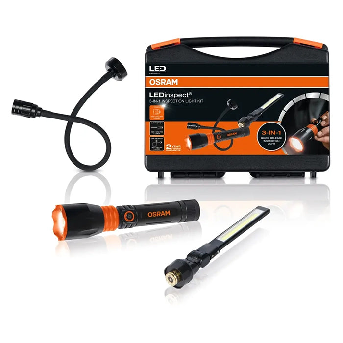 3-i-1 LED lygtesæt: lommelygte, inspektionslampe & svanehals - Osram