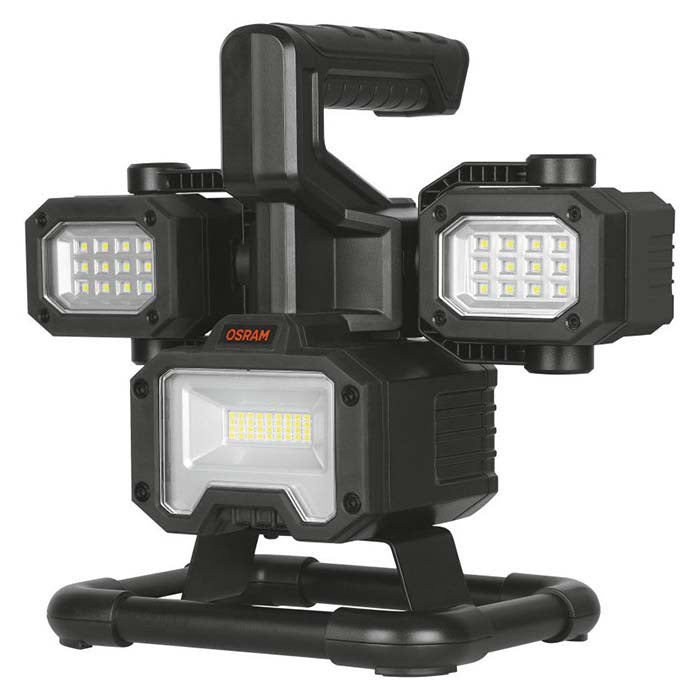 Arbejdslampe 1000lm + 2×500lm, multiretnings-LED, genopladelig, IP44/IK06 - Osram
