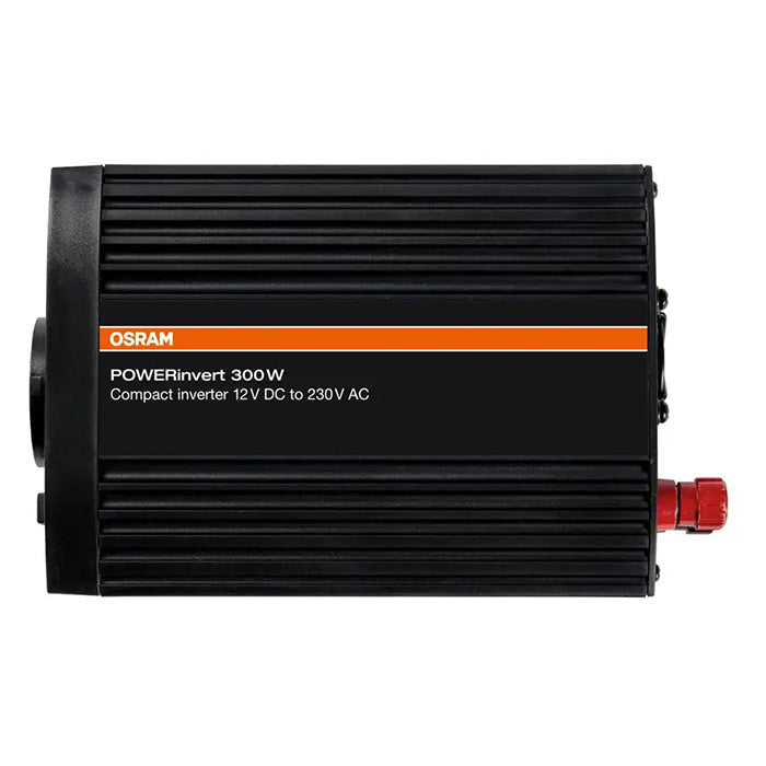 300W DC/AC inverter 12V→230V med USB 2.1A, kompakt design - Osram